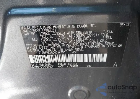 2013 Toyota Rav4 Limited from USA, damaged, VIN 2T3DFREV8DW044791